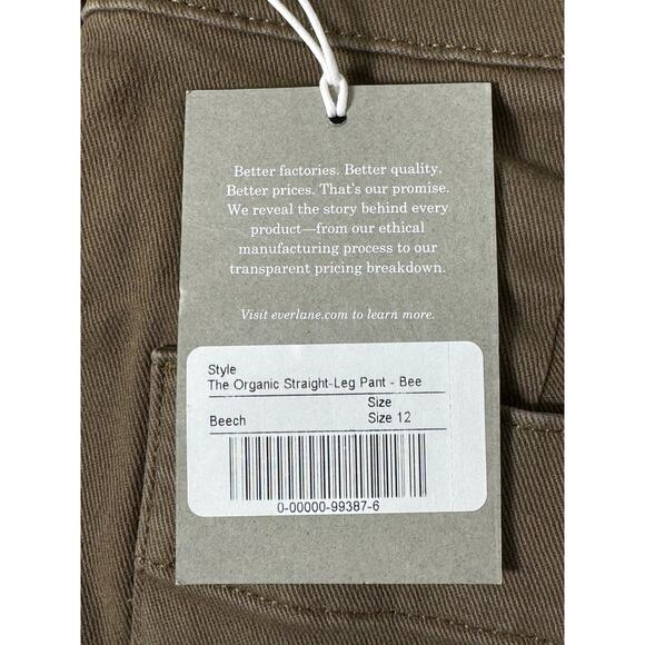 NWT Everlane The Organic Straight Leg Pant in Beech Size 12 - Picture 6 of 12